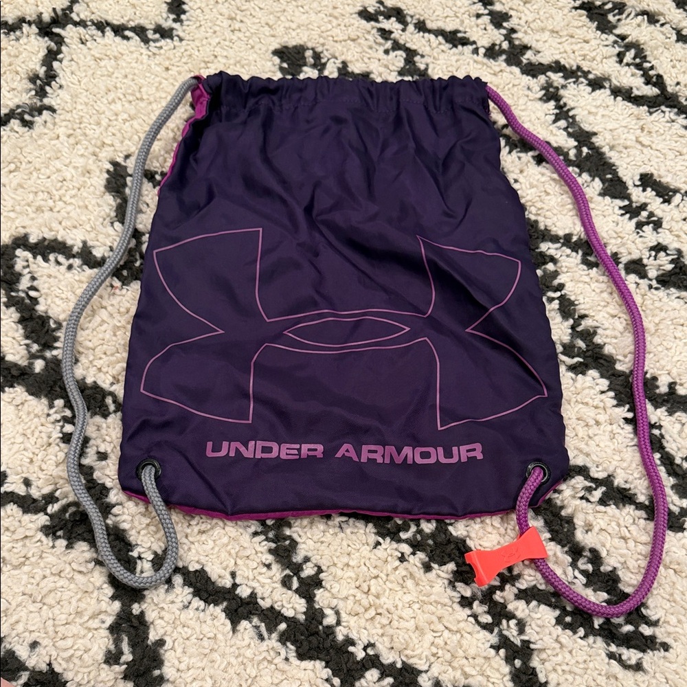 Under Armour Purple Drawstring Gym Sack with Pink Logo